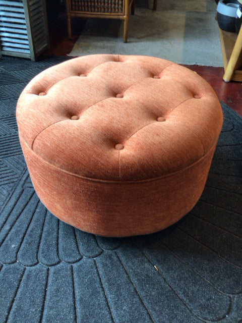 Storage Orange Tweed Tufted FootStool/Ottoman