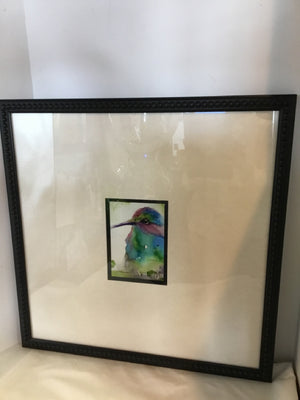 Signed Blue/Purple Hummingbird Framed Art