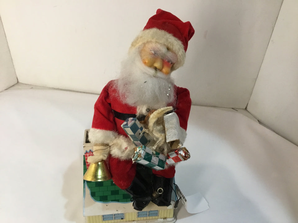 Vintage Red/white Metal Santa Holiday Item