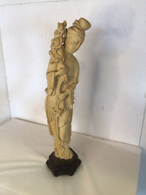Asian Cream Resin Woman Figurine