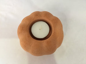 Fall Orange Pottery Candle Holder Pumpkin Holiday Item