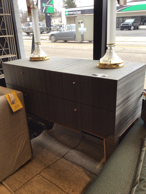 Wood Striped Console Gray Table