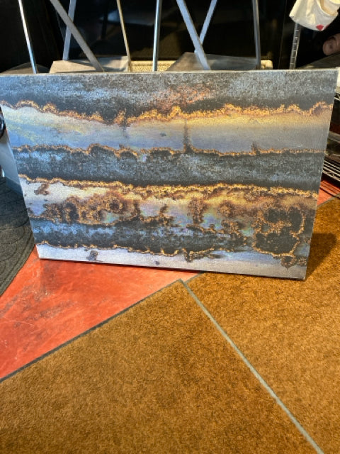 Abstract Gray/Brown Stripe Stretch Canvas Art