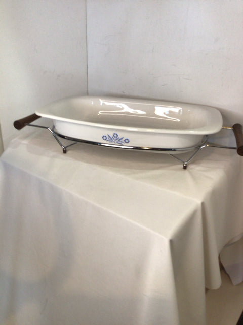 Corningware White/Blue Glass Flowers Dish