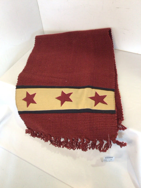 Patriotic Red Cotton Stars Table Runner