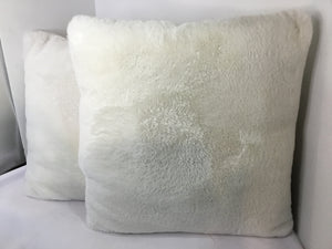 Pair Cream Faux Fur Square Pillow Set