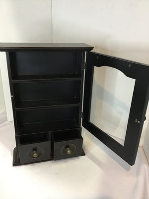 Black Wood 2 Drawers Cabinet