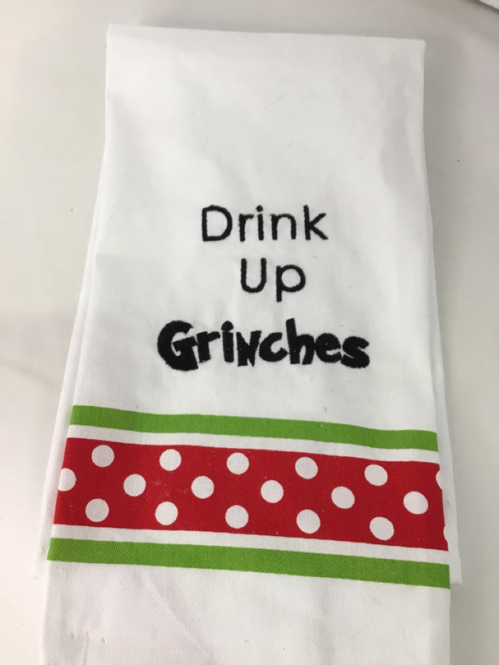 Hand Towel Red/white Cotton Grinch Holiday Item