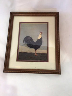 Brown/Cream Rooster Framed Art