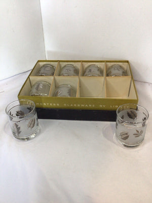 Libbey Vintage Juice Frosted Glass Leaves Jar