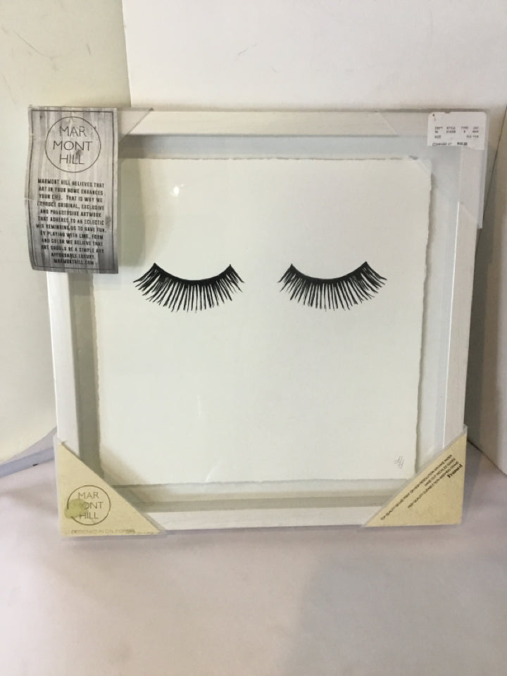 Shadow Box White/Black Eyelash Framed Art