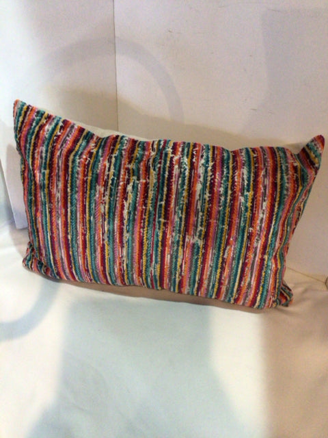MM Studio Textured Multi-Color Cotton Stripe Down Filled Pillow