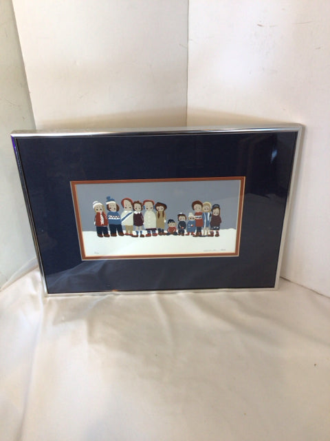 Signed Christmas Gray/Multi Christmas Carol Framed Art