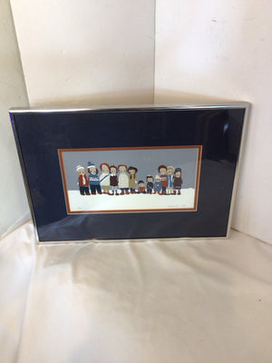Signed Christmas Gray/Multi Christmas Carol Framed Art