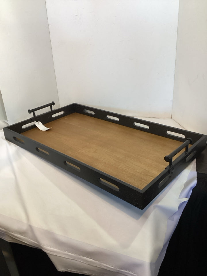 Brown/Black Wood Handled Tray