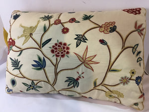 Custom Order Cream/Multi Crewel Pillow