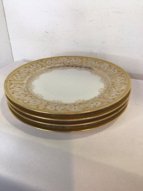 Limoges Set of 4 White/Gold Porcelain Plate Set