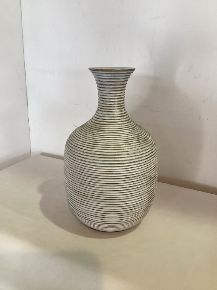White Resin Ribbed Vase