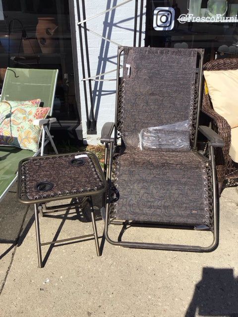 Folding Mesh 2 Piece Brown/black Chair Set