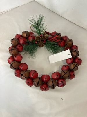 Wreath Red Metal Bells Holiday Item