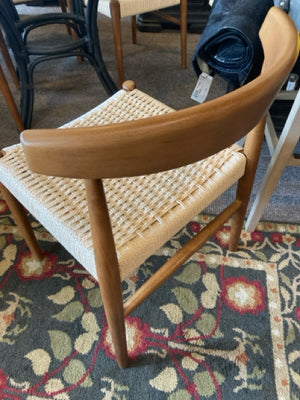 BGYJS96Y Castlery Mid-Century Wood Woven Cream Chair