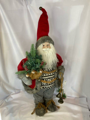 Red/Gray Polyester Santa Holiday Item