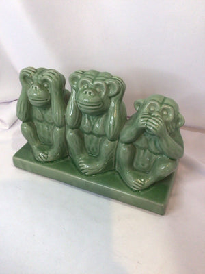 Green Ceramic Monkey Statue