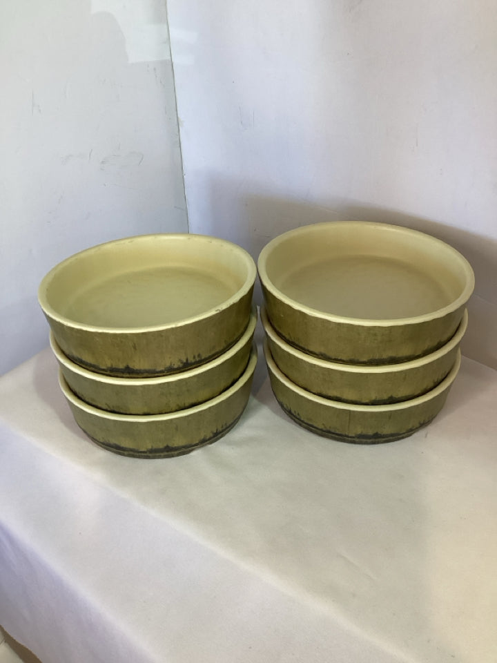 Set of 6 Green Melamine Asian Bowl Set