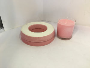 3 Piece Pink Ceramic W/ Candle Candle Holders