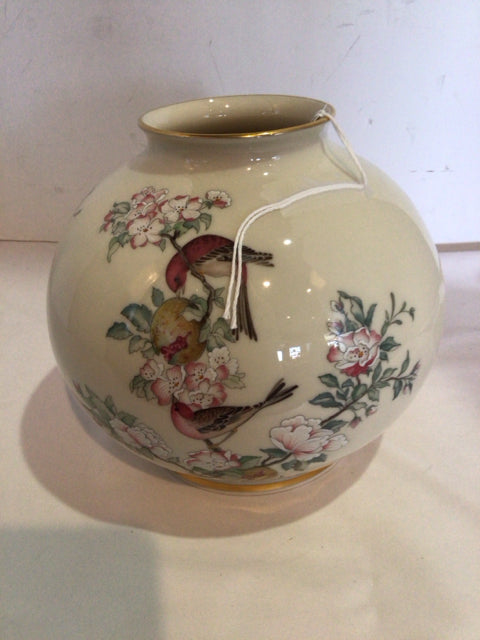 Lenox Cream/Multi Ceramic Birds Vase