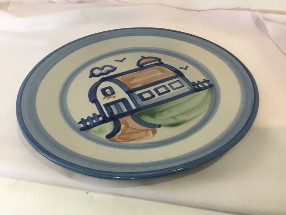 M.A. Hadley Gray/Blue Pottery Dinner Plate