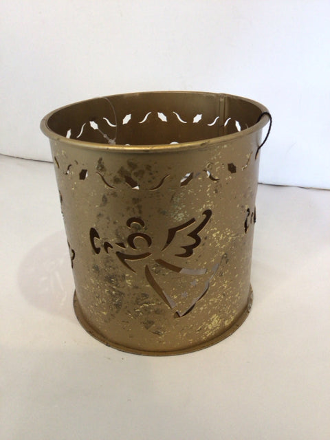 Christmas Gold Metal Candle Holder Angel Holiday Item