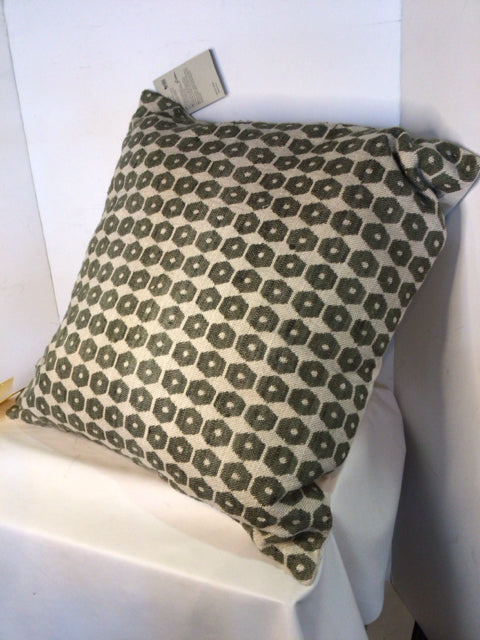 West Elm Green/Cream Cotton Geometric Down Filled Pillow