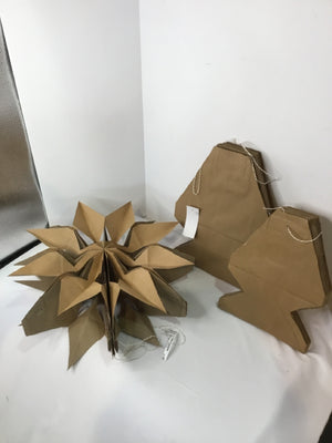 Handmade Hanging Paper Snowflake Set of 3 Brown Wall Decoration Art