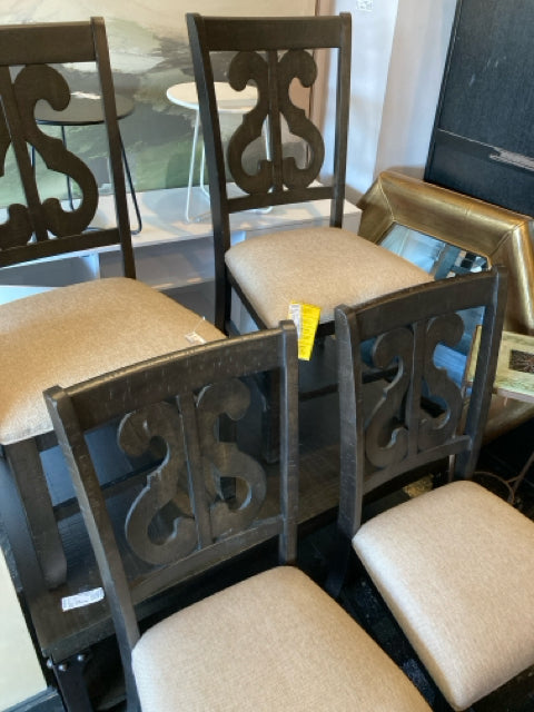 Dining Wood Set of 4 Brown/Cream Chair Set 63T6ZH42