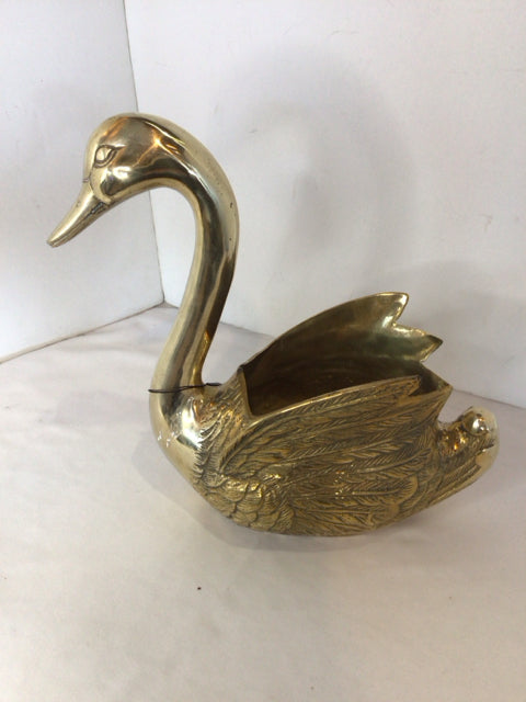 Vintage Gold Brass Swan Planter