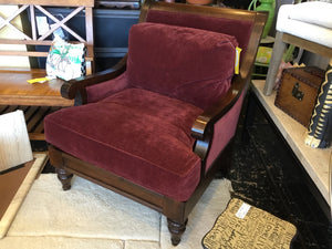 Ethan Allen Traditional Velvet Loose Cushion Back Brown/Red Chair