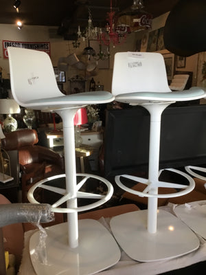 Pair Plastic White Barstool/Bar Stool