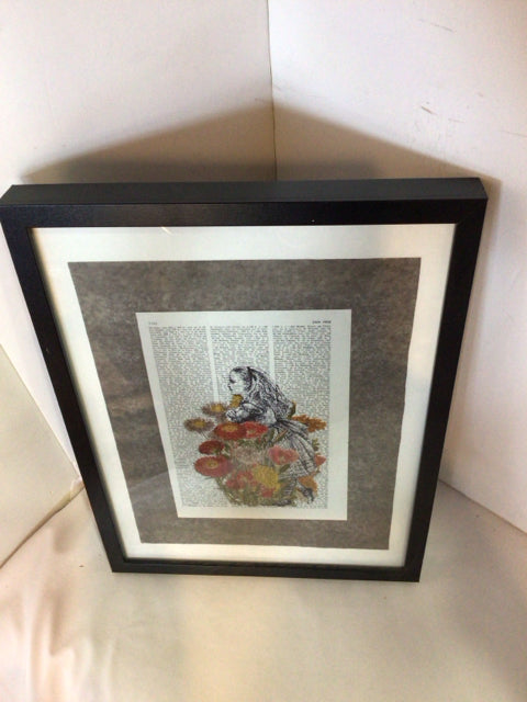 Black/White Girl Newsprint Framed Art