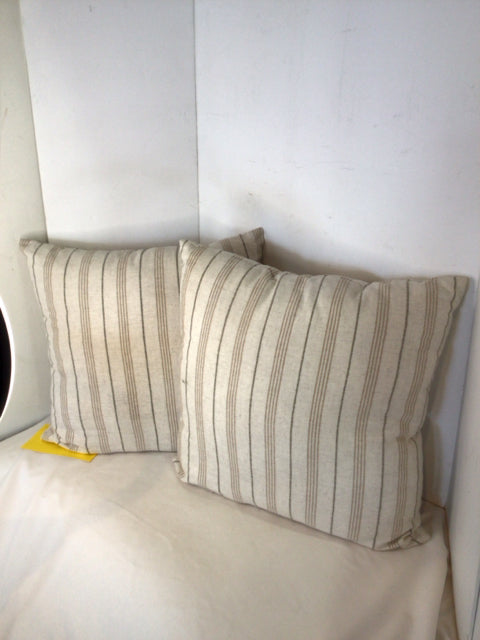 Pair Tan Stripe Pillow Set
