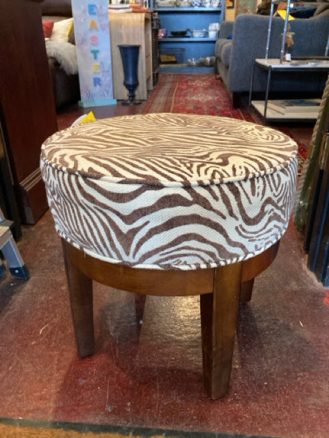 Cream/Brown Zebra FootStool/Ottoman