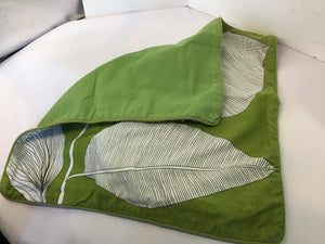 Green/White Cotton Leaves Pillow Cover