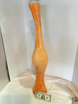 Tall Orange Glass Knot Vase