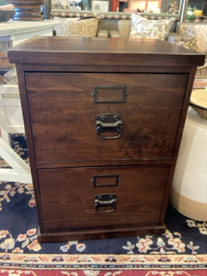 Wood 2 Drawers Brown File Cabinet