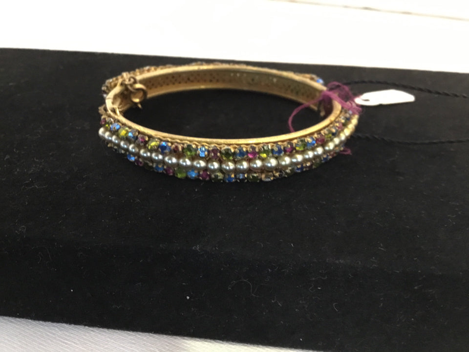 Miriam Haskell Gold/Multi Jeweled Bracelet