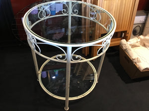 Tiered Glass/Metal Round Cream Table