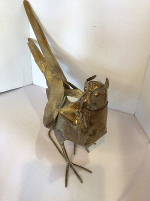 Gold Metal Pheasant Sculpture
