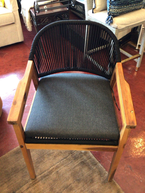 Outdoor/Outside Teak w/Cushion Black/Brown Chair