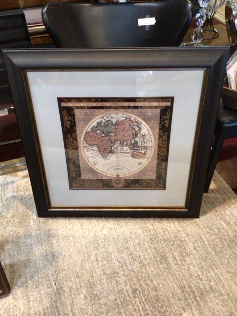 Bronze Global Map Framed Art