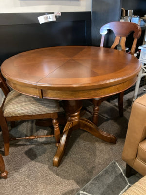 Pedestal Wood 4 Chairs Table & Chairs